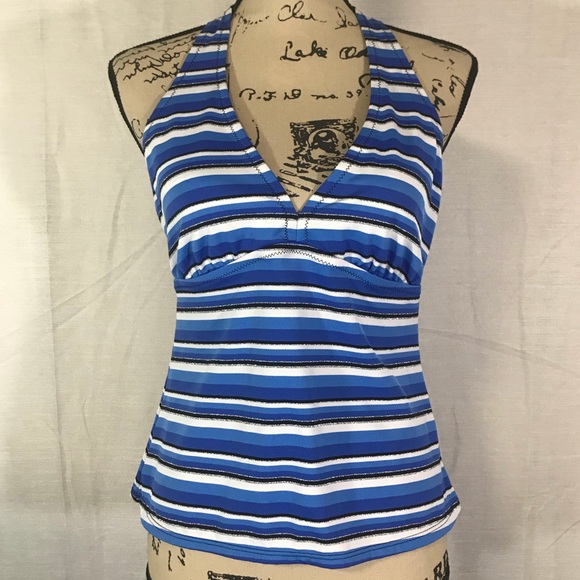 Zuma Beach Other - Zuma Beach Blue/Black/White Stripped Tankini